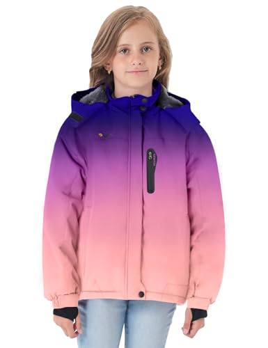 Image of GEMYSE Girl's Waterproof Ski Snow Jacket Hooded Fleece Lined Windproof Winter Jacket