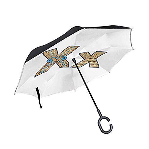 Parapluie inversé de golf anti vent avec poignée en C ergonomique