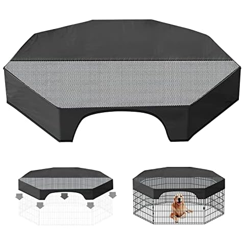 Pet Playpen Cover, zootop Dog Playpen Top Cover for Pets Mesh Dog Playpen Provide Shaded Areas Prevent Escape Outdoor Indoor Dog Pen Cover Fits 24 Inch 8 Panels Playpen (Playpen Not Include) Cover