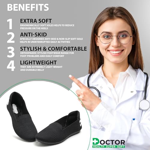 Image of DOCTOR HEALTH SUPER SOFT Women's Memory Foam Walking & Running Shoes | Lightweight Slip-On Sneakers for Gym, Training, Casual & Everyday Use | Flexible, Soft Cushion Athletics for Ladies & Girls