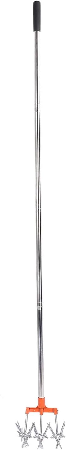 Semme Manual Cultivator Tool with Handle Stainless Steel Tines for Easy Lawn Tilling and Aerating