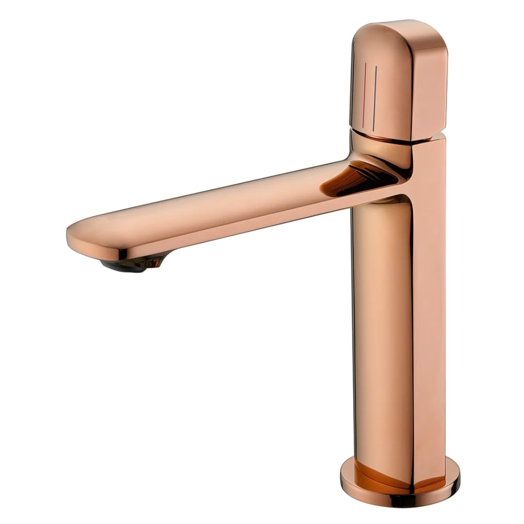Mitigeur de salle de bain anti-éclaboussures en laiton robuste or rose