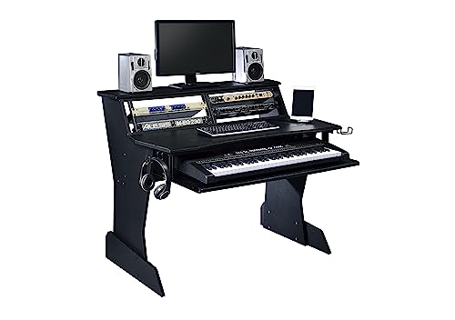 BE200 Series Music Studio Desk Workstation with 2 x 4U Rack (Black)