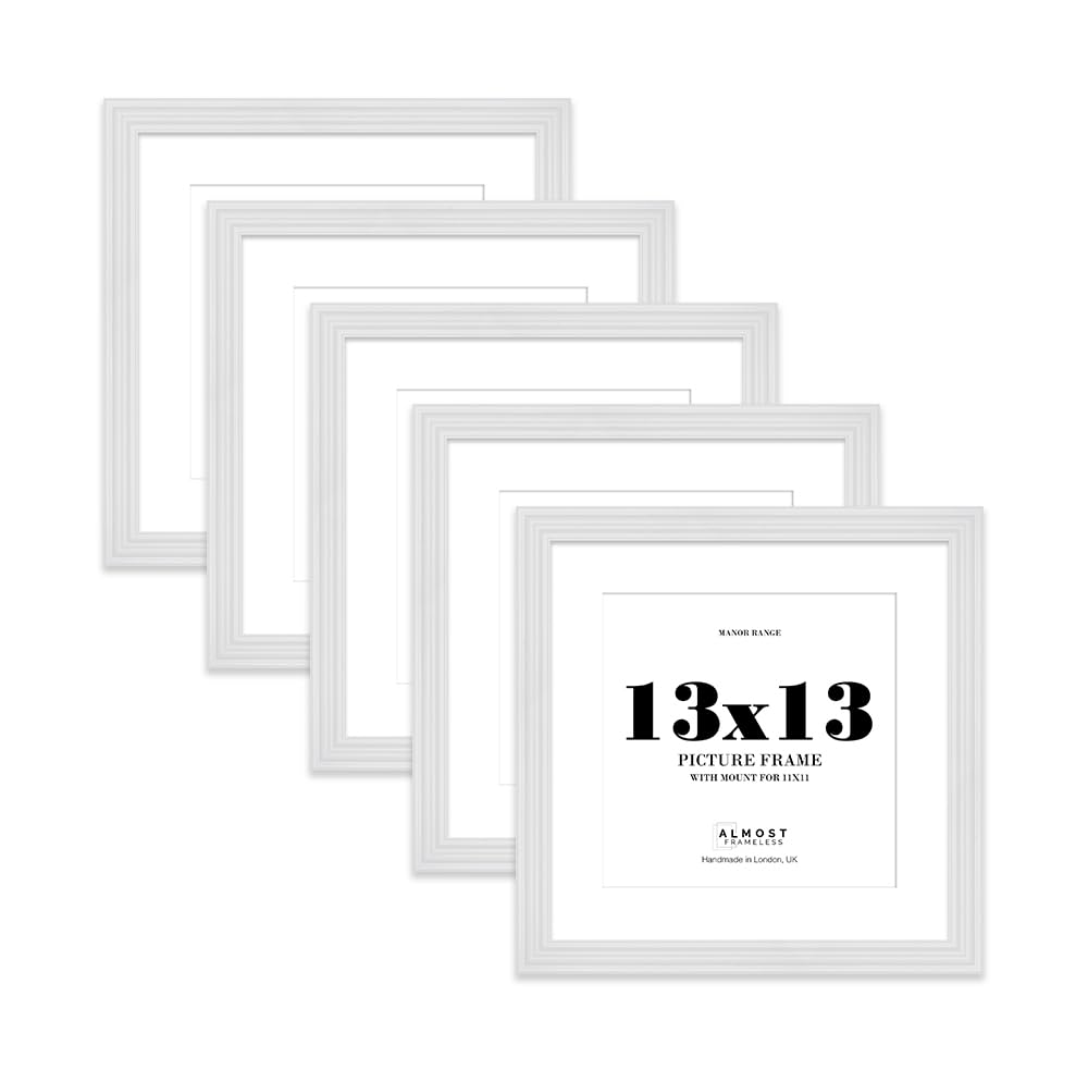 13x13" White Picture Frame - 13x13" Square Frame with 11x11" Mount for 13x13"/11x11" Pictures Luxurious Style Wall Art, 5 Pack โ image 1