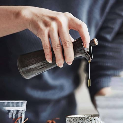 Dispenser tradizionale giapponese in ceramica per salsa di soia – 120 ml, bottiglia per salsa di soia e aceto, grigio, 120 ml