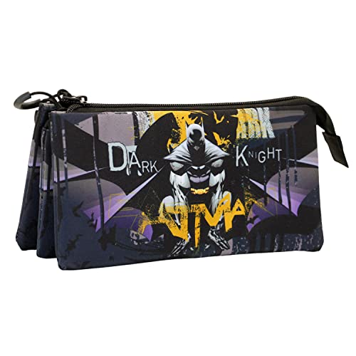 Karactermania - Estuche Portatodo Triple Fan Batman Dark Night Negro En Oferta Dc Comics Batman Dark Night, Estuche Portatodo Triple Fan, Gris