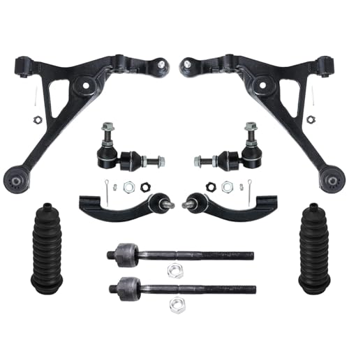 Image of Detroit Axle - Front 12pc Struts Suspension Kit for Dodge Stratus Chrysler Sebring Cirrus Breeze Struts with Upper Control Arms Lower Control Arms with Ball Joints Tie Rods Sway Bars Boots Replacement