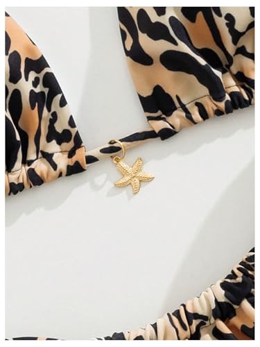 Women's Leopard Print High Cut Swimsuits 2 Piece Tie Backless Halter Triangle Bikini Set Cheetah Bathing Suits3