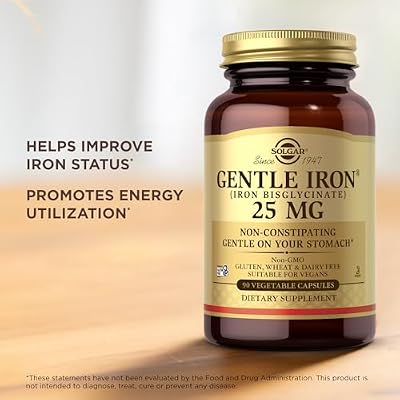 Solgar Gentle Iron (Iron Bisglycinate) 25 mg - 90 Vegetable Capsules - Non-Constipating, Gentle on Your Stomach - Gluten Free - 90 Servings