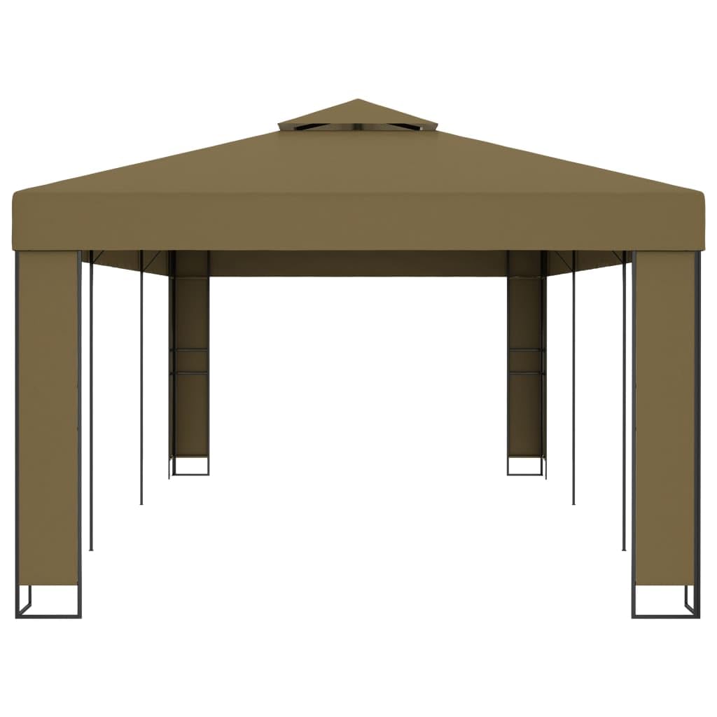 Pawilon z podwójnym dachem, 3 x 6 m, kolor taupe, poliester 180 g/m², malowany proszkowo, namiot ogrodowy z powłoką UV, wodoszczelny i wiatroszczelny, do użytku na zewnątrz, do ogrodu, na