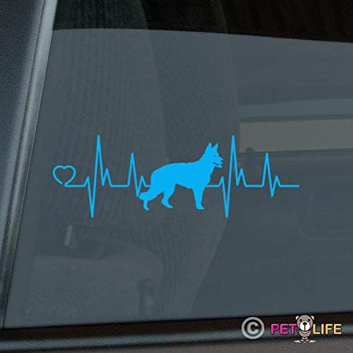 Mister Petlife German Shepherd Heartbeat Lifeline Sticker Vinyl Auto Window Love Dog Light Blue 25.00" x 8.34"