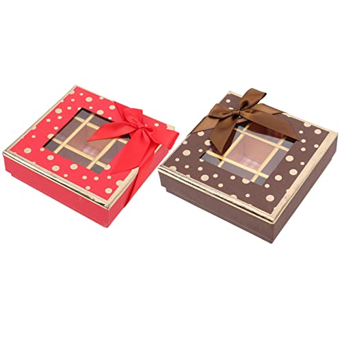 Zerodeko Gift Wrap Boxes 2Pcs Truffle Chocolate Dividers Box 9 Slots Chocolate Candy Treat Box With Window Dessert Pastry Wrapping Container For Home Shop Chocolate Gift Box #TOP23