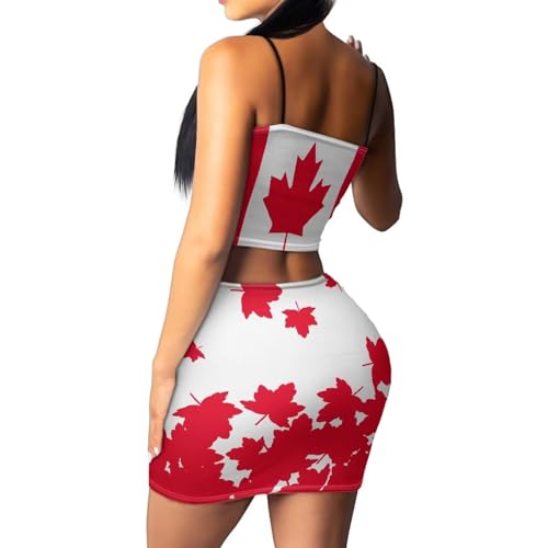 Image of Biyejit Women's 2 Piece Summer Outfits Spaghetti Strap Crop Tops and Bodycon Mini Skirt Dress Set Plus Size S-4XL
