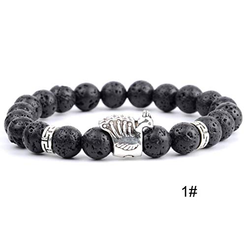 DMUEZW Pulsera de Piedra Natural para Hombre Copo de Nieve Jaspers Pulseras de Abalorios Bangels para Mujeres Plateras Plateado Pavo Real Animal Encanto Joyería de Mano