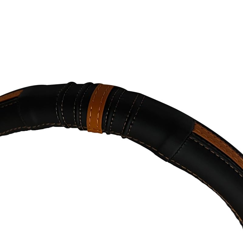 Image of Oshotto SC-20 Fiber Leather Car Steering Cover Compatible with Honda BRV /Mobilio (Black, Red)