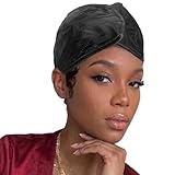 DONNA 24-Inch Pixie Hair Mesh Wrap for Women - Adjustable Silky Satin Head Wrap for Sleeping, Styling, and Hair Care - Pixie Cuts, and Tapered Styles - Friction-Reducing Night Cap, Black
