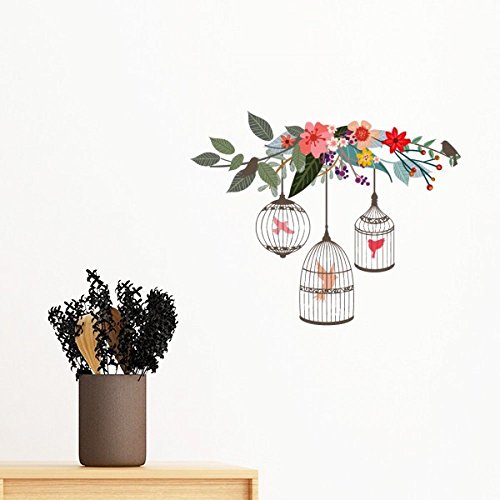 Art mural stickers DIY cage fleur amovible sans trace pour mur