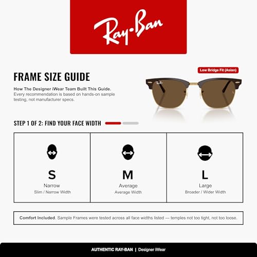Image of Ray-Ban RB3016F Clubmaster Low Bridge Fit Square Sunglasses for Men for Women