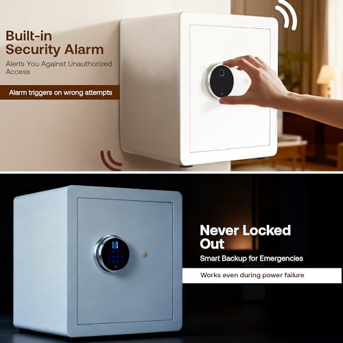 Image of BonKaso Smart Security Safe | Fingerprint PIN Key Access | Adjustable Shelves | Heavy-Duty Metal | Built-in Alarm | Compact Home Office Safe