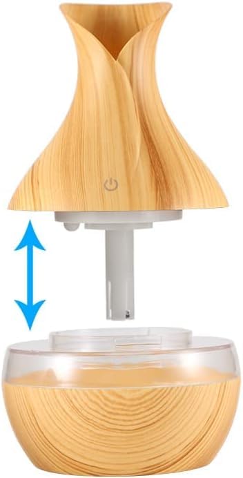 mobigon Wood Cool Mist Ultrasonic Humidifier for Room Moisture, Aroma Diffuser for Home, 300ml Essential Oil Diffuser with 7 Colorful Night Light, Auto Shut-Off, Home, Office, car (C.Light Brown)