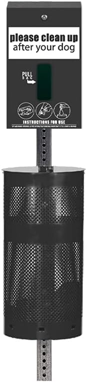 ZERO WASTE USA Standard Low Profile Dog Waste Station/MittN Bag System, Matte Black, 10 Gallon Capacity, Aluminum Material