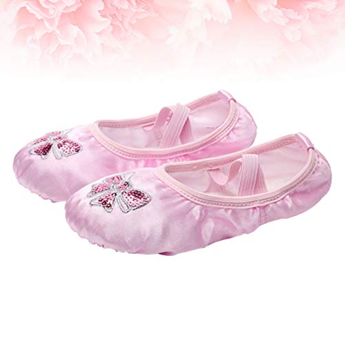 Exceart 1 par de sapatilhas infantis de balé com sola macia para dançar, bordar, lantejoulas, bailar
