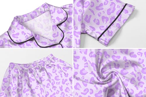 Image of Umeyda Women & Girls Pajamas Set, Soft Satin Lightweight Silk Button-Down Top with Shorts 2 Piece PJS for Mom Boys Kids Gifts
