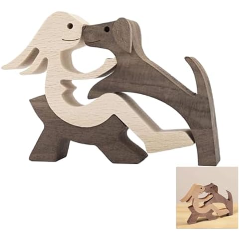 Wooden Dog Ornament Natural Wood Figurine Cover