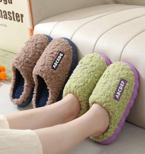 Caistre Winter Cotton Slippers Women's Plush Indoor Home Shoes Lovely Anti-slip Warm Pillow Slipper Fuzzy Fur Couple Shoes Thick Sole2