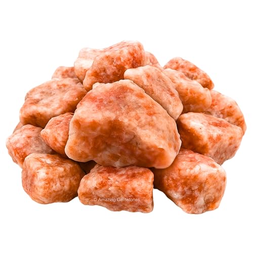 Image of Amazing Gemstone 2 Pieces Sunstone Raw Crystals and Healing Stones, Natural Rocks for Tumbling and DIY Raw Stones and Crystals