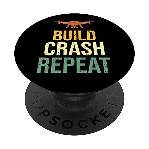 Build Crash Repeat | Aviación Profesional Drone Pilot Cotización PopSockets PopGrip Intercambiable