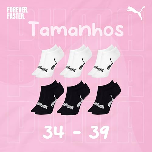 PUMA Kit 6 Pares Meia Invisível Sapatilha Adulto Feminina, 995-998, 34-39