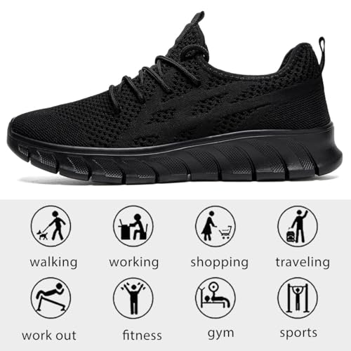 Chaussures de course pour hommes en noir taille 45 confortables et légères - 6