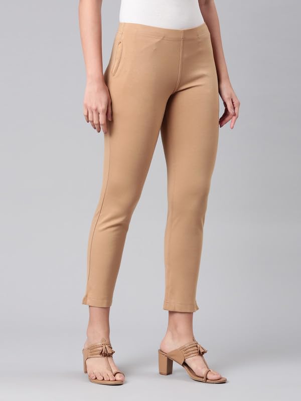 Image of GO COLORS Ponte Smart Kurti Pants Full Length for Women | Breathable, Mid Rise
