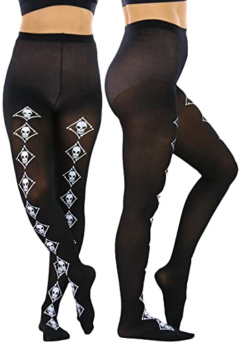 Image of ToBeInStyle Women's Skull Crossbones Skeleton Pirate Symbol Hosiery Tights & Thigh High Stockings