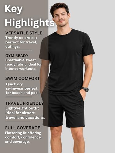 Image of Swimming Costume for Man | Co Ords for Men | Swim Suit for Men - Lightweight Quick Dry Beach & Gym Set Built to Water & Training