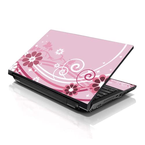 Image of LSS Laptop 17-17.3 inch Skin with Colorful Pink Floral Pattern for HP Dell Lenovo Apple Asus Acer Compaq - Fits 16.5 inch 17 inch 17.3 inch 18.4 inch 19 inch (2 Wrist Pads Free)
