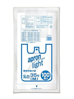 オルディ(Ordiy) レジ袋 35号 M 乳白 100枚入 コンビニ袋 テイクアウト 取っ手付き ポリ袋 手提げ袋 エプロンライト EL-W35-100