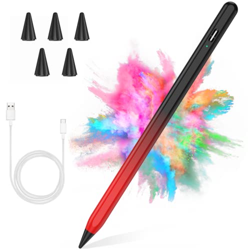 Image of Stylus Pen for iPad 2018-2023 with Palm Rejection, Active Pencil for iPad 10th /9th /8th /7th /6th Gen, for iPad Pro 11 /12.9 inch, for iPad Air 5th /4th /3th Gen, for iPad mini 6th /5th Gen (Black and Red)