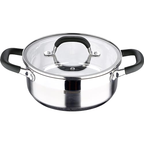 BERGNER 20 X 8,0 cm Stainless Steel Saucepan with Lid, Strong and Durable Coating, Suitable for All Hobs Including Induction