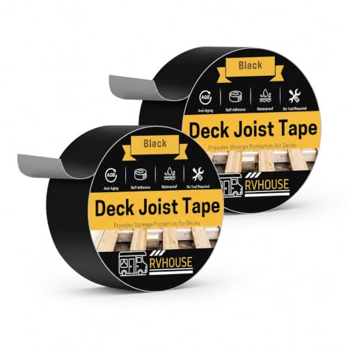 Image of Deck Joist Tape, 4 in x 50ft Waterproof Butyl Flashing Tape, 2 Pack | UV-Resistant Butyl Sealant Protects Wood Joists, Beams, Rv Roofs and Outdoor Decks from Water, Moisture and Weather Damage