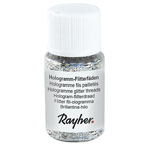 Rayher 39423610, hologramme Glitter Threads, 0.3 x 1.65 mm, PET, 1 Bottle