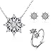 Produktbild Damen-Schmuckset aus 100% 925 Sterlingsilber, leuchtende Zirkonia, Schneeflocke, geometrisch, Sterling-Silber