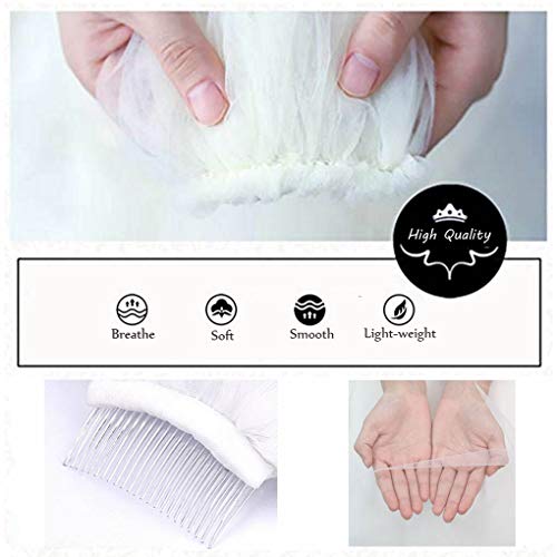 Yalice Silver Flower Bride Wedding Veil Short Ivory Lace 2T Two-tier Shoulder Bridal Veils Soft Tulle Hair Accessories