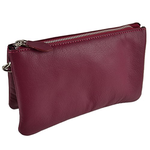 Sacs à bandoulière pochette en cuir souple framboise, petit sac à main tendance pour femme