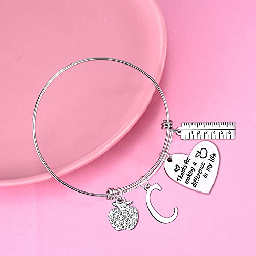 Nzztont Teacher Gifts for Women Teacher Initial Bangle Bracelet Teacher Appreciation Gifts thank You Gifts for Teachers - Image 4