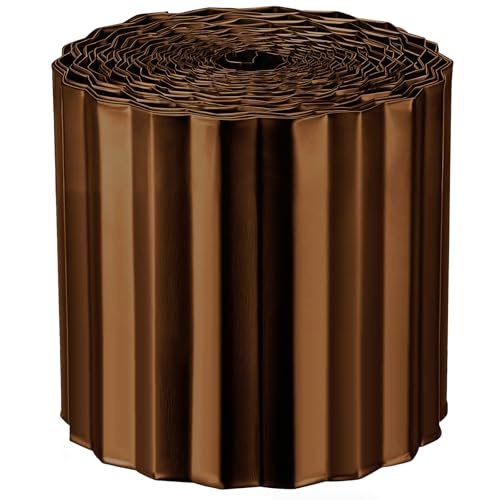 Tandefio Corrugated Metal Garden Edging 10 in x 20 ft Landscape Galvanized Sturdy Edging Border for DIY Flower Bed Lawn Landscaping (Brown)