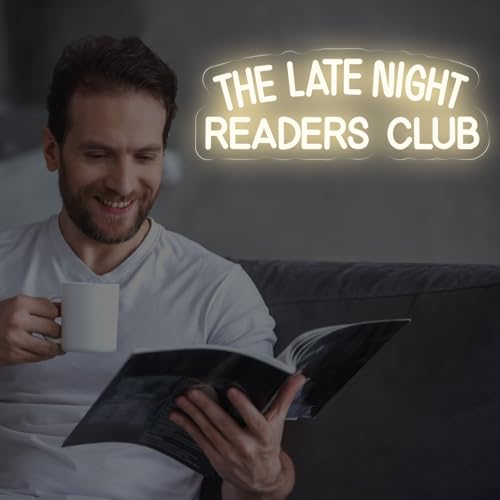 Image of The Late Night Book Club Neon Sign Bookworm Gift Reading Room Decor | Library LED Light Gifts for Readers Late Night Reader Decoration 17.7 inchx6.7 inch