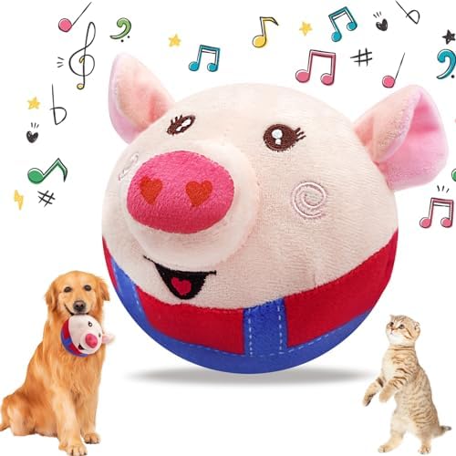Interactive Dog Toys - Squeaky, Automatic Rolling, Jumping, Wiggling, Washable Plush Toys for Puppy to Large Dogs