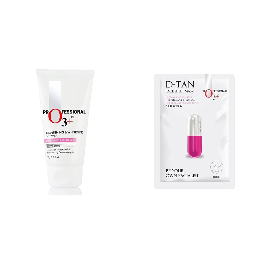 O3+ Brightening and Whitening Face Wash, 50g & O3+ Facialist Dtan Face Sheet Mask (30g) Combo-image-15